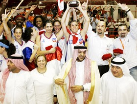ANTRANIK OF LEBANON CELEBRATES WINNING OF THE ARAB BASKETBALL CUP