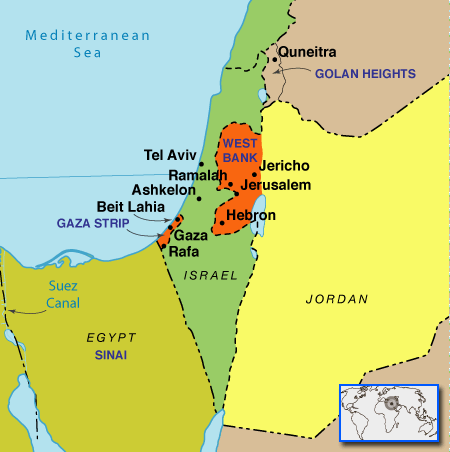 Map of Palestine and Israel