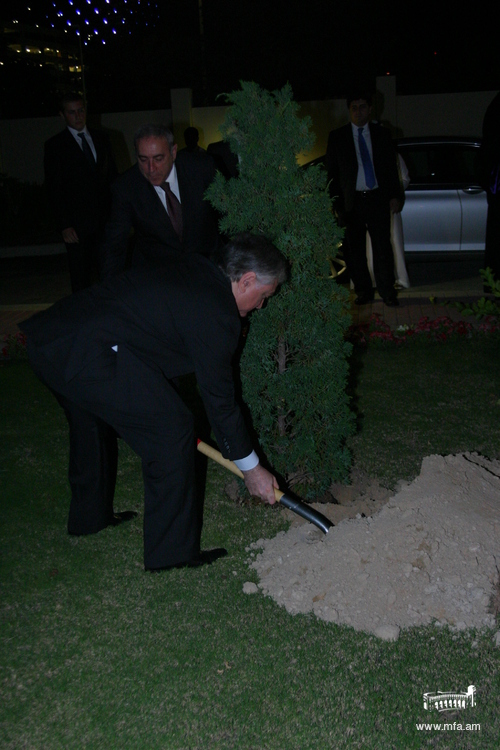 Planting a tree at the Embassy's coutyard